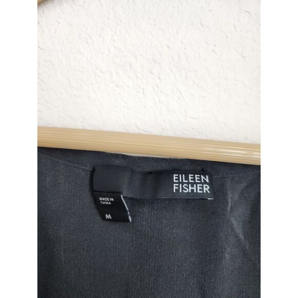 Eileen Fisher 100% Silk Scoop Neck Sleeveless Top - Charcoal Gray | Size M - Picture 3 of 8